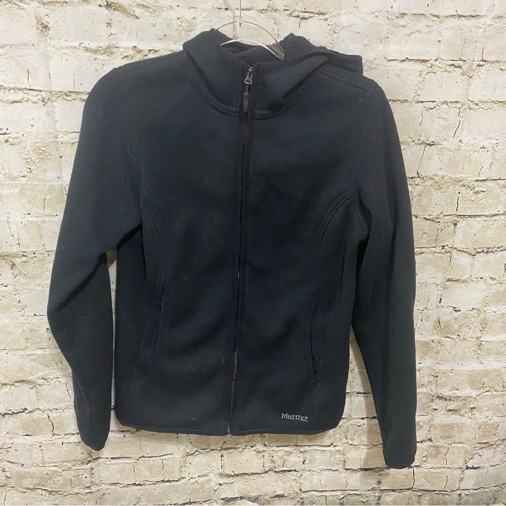 Marmot Jacket Black Fleece Hoodie Sweater Full Zip Up Soft Coat